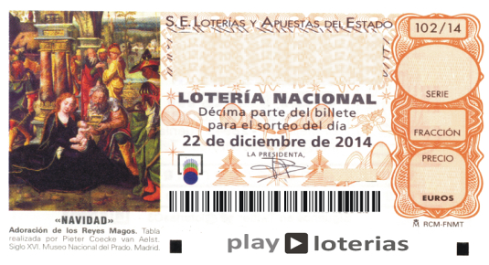 Décimo de la Lotería de Navidad 2014, sorteo 102