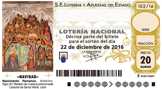 Décimo de la Lotería de Navidad 2016, sorteo 102