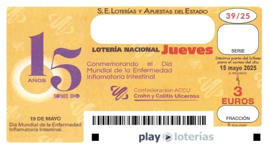 Décimo de la Lotería Nacional del jueves 15 de mayo de 2025, sorteo 39