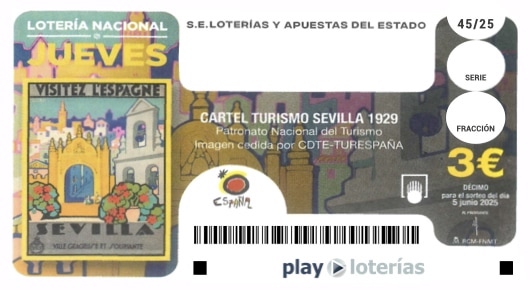 Décimo de la Lotería Nacional del jueves 5 de junio de 2025, sorteo 45