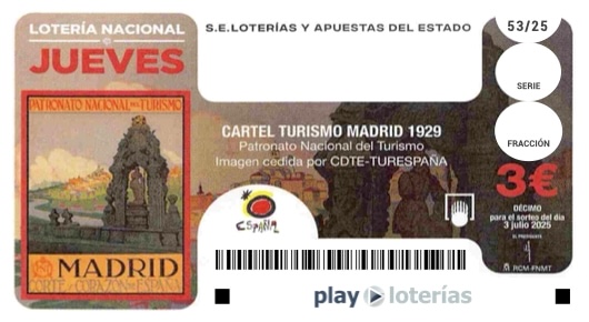 Décimo de la Lotería Nacional del jueves 3 de julio de 2025, sorteo 53
