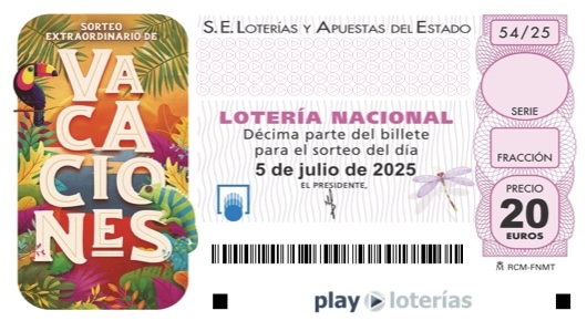 Décimo de la Lotería Nacional del sábado 5 de julio de 2025, sorteo 54