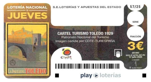 Décimo de la Lotería Nacional del jueves 17 de julio de 2025, sorteo 57