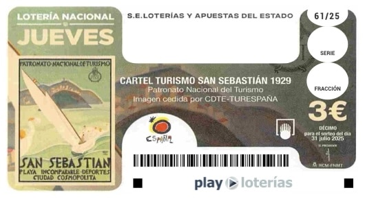 Décimo de la Lotería Nacional del jueves 31 de julio de 2025, sorteo 61