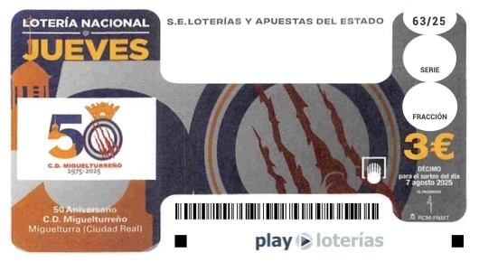 Décimo de la Lotería Nacional del jueves 7 de agosto de 2025, sorteo 63