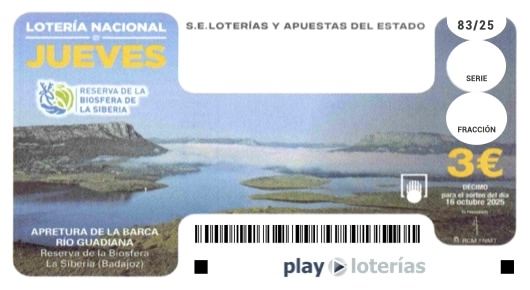 Décimo de la Lotería Nacional del jueves 16 de octubre de 2025, sorteo 83