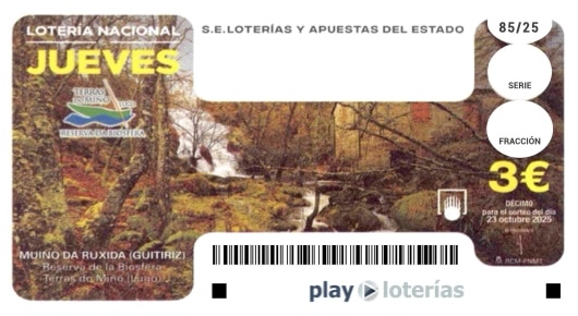 Décimo de la Lotería Nacional del jueves 23 de octubre de 2025, sorteo 85