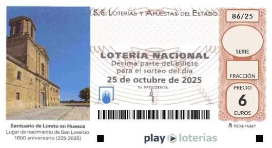 Décimo de la Lotería Nacional del sábado 25 de octubre de 2025, sorteo 86