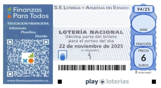 Décimo de la Lotería Nacional del sábado 22 de noviembre de 2025, sorteo 94