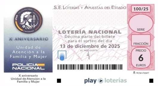 Décimo de la Lotería Nacional del sábado 13 de diciembre de 2025, sorteo 100