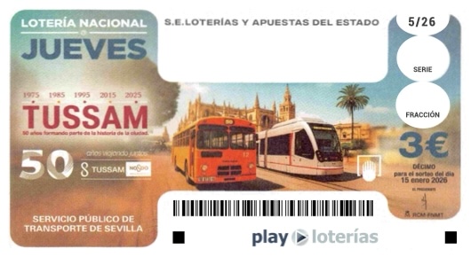 Décimo de la Lotería Nacional del jueves 15 de enero de 2026, sorteo 5