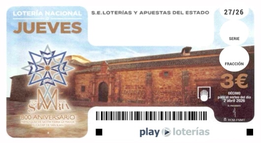 Décimo de la Lotería Nacional del jueves 2 de abril de 2026, sorteo 27