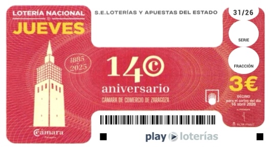 Décimo de la Lotería Nacional del jueves 16 de abril de 2026, sorteo 31