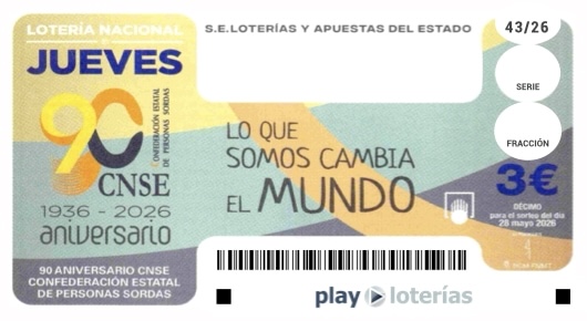 Décimo de la Lotería Nacional del jueves 28 de mayo de 2026, sorteo 43