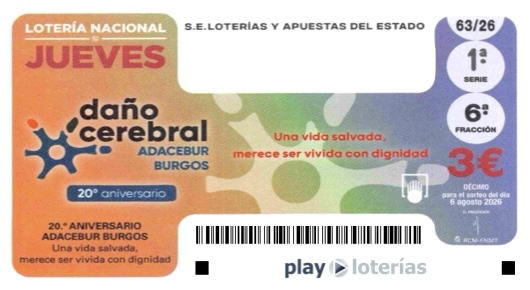 Décimo de la Lotería Nacional del jueves 6 de agosto de 2026, sorteo 63