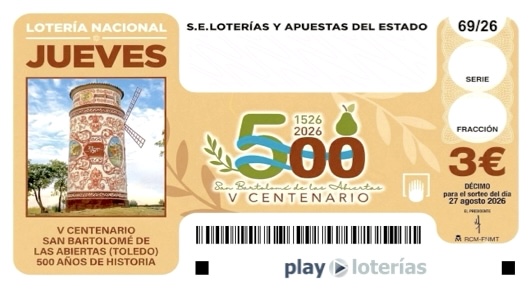 Décimo de la Lotería Nacional del jueves 27 de agosto de 2026, sorteo 69