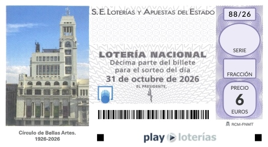 Décimo de la Lotería Nacional del sábado 31 de octubre de 2026, sorteo 88